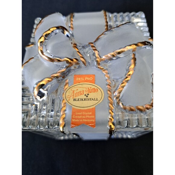VTG Anna Hutte Bleikristall Lead Crystal Trinket Box 24% PbO Square Bow Germany - Picture 3 of 8